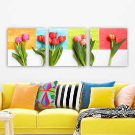 Wallity P101437 Conjunto de 3 Pinturas Decorativas en Lienzo Multicolor
